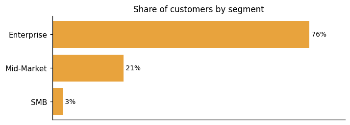 Customer distribution by segment (share of classified customers)