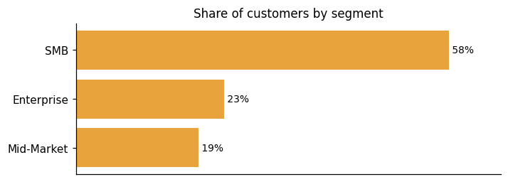 Customer distribution by segment (share of classified customers)