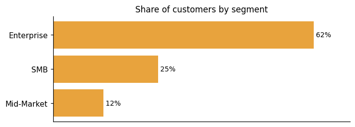 Customer distribution by segment (share of classified customers)