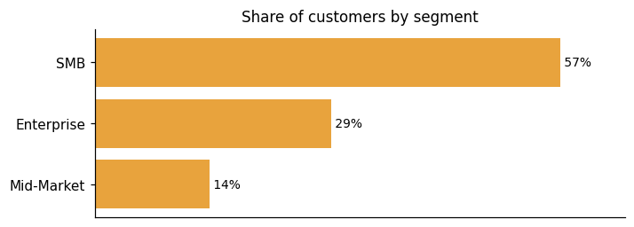 Customer distribution by segment (share of classified customers)