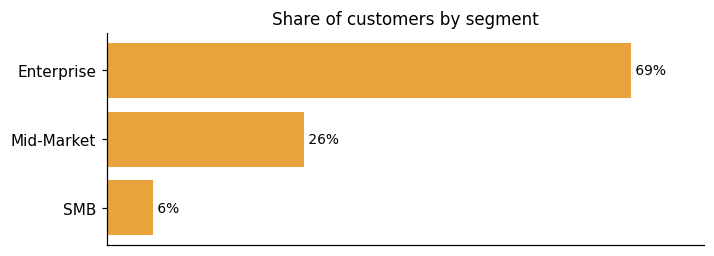 Customer distribution by segment (share of classified customers)