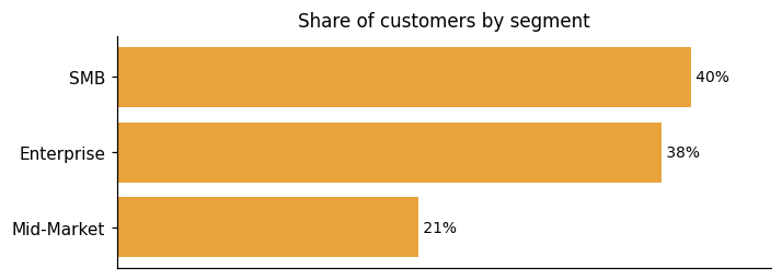 Customer distribution by segment (share of classified customers)