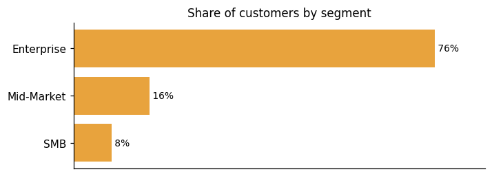 Customer distribution by segment (share of classified customers)