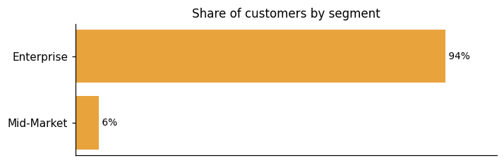 Customer distribution by segment (share of classified customers)