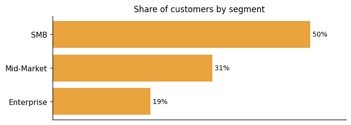 Customer distribution by segment (share of classified customers)