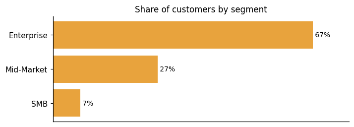 Customer distribution by segment (share of classified customers)