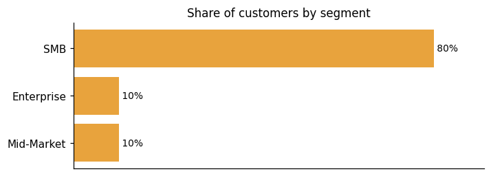 Customer distribution by segment (share of classified customers)