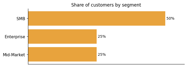 Customer distribution by segment (share of classified customers)