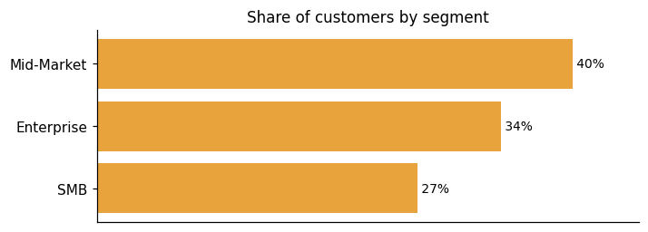 Customer distribution by segment (share of classified customers)