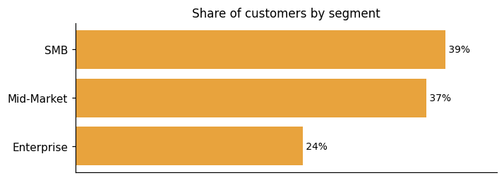 Customer distribution by segment (share of classified customers)