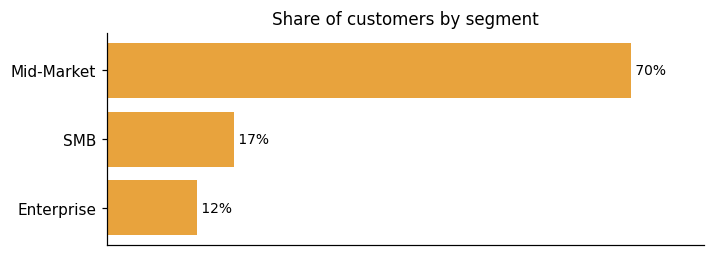 Customer distribution by segment (share of classified customers)