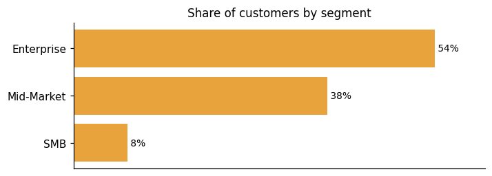 Customer distribution by segment (share of classified customers)