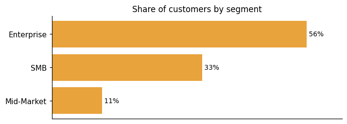 Customer distribution by segment (share of classified customers)
