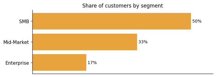Customer distribution by segment (share of classified customers)
