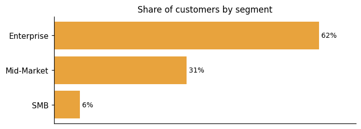 Customer distribution by segment (share of classified customers)