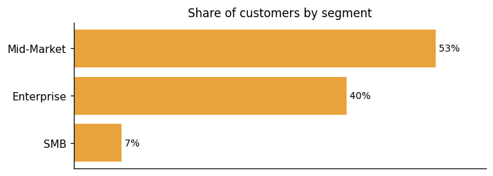 Customer distribution by segment (share of classified customers)