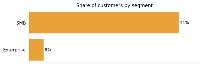 Customer distribution by segment (share of classified customers)
