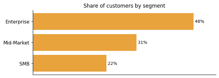 Customer distribution by segment (share of classified customers)