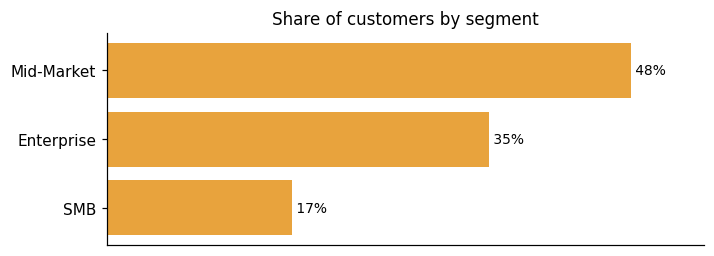 Customer distribution by segment (share of classified customers)