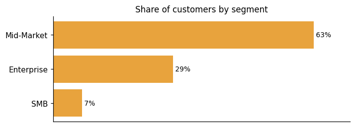 Customer distribution by segment (share of classified customers)